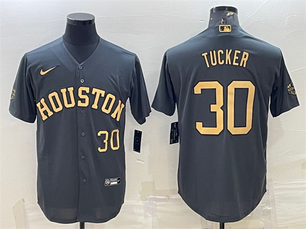 Men's Houston Astros #30 Kyle Tucker 2022 All-Star Charcoal Cool Base Stitched Jersey